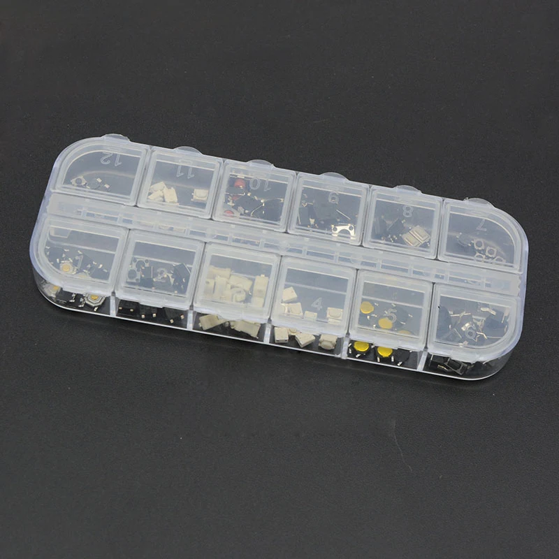 120pcs 12 Values Diy Car remote control key button switch button kit 4*4 3*6 3*4 patch touch switch button sample package
