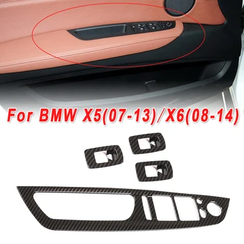 

Armrest Window Switch Stickers Waterproof Carbon fiber style Auto 4Pcs