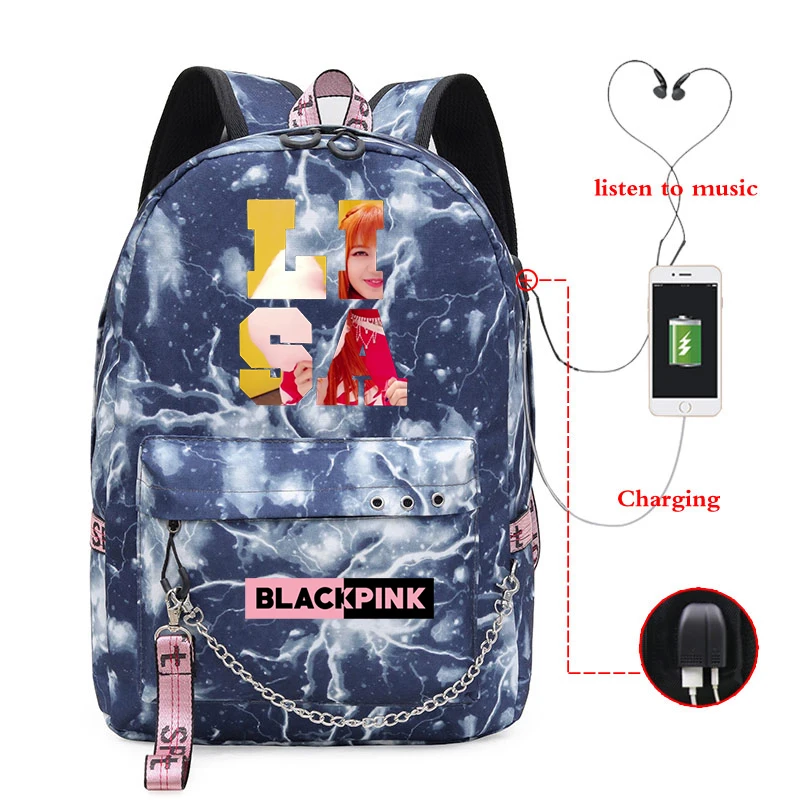 Usb Charging Girls Backpacks Bag Blackpink Backpack Girls School Backpacks Women New Pattern Laptop Bags Students Book Rucksack - Цвет: Girls Backpacks 22