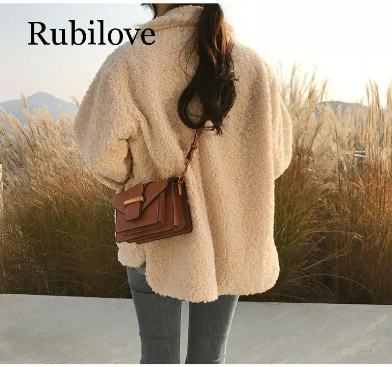 discount  Faux Fur Thick Coat For Women 2019 Autumn Warm Soft Loose Fur Jacket Female Outerwear Button Plush 