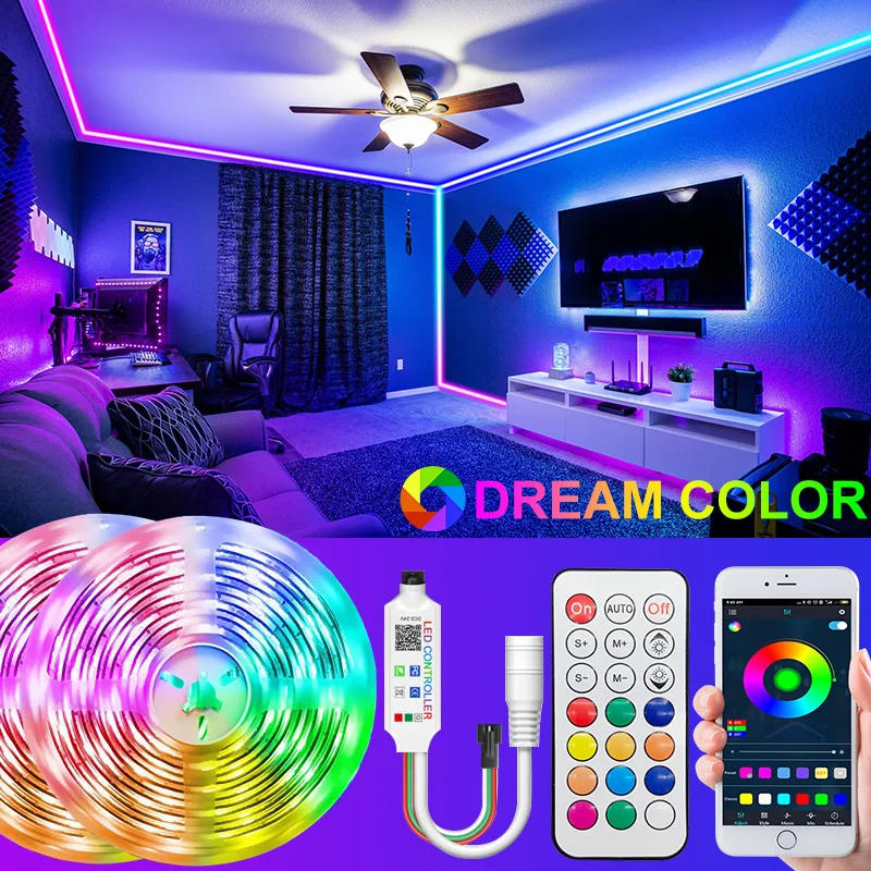 Светодиодная лента WS2811 мягкая цветная Bluetooth-котроллер 5050 SMD индивидуальное