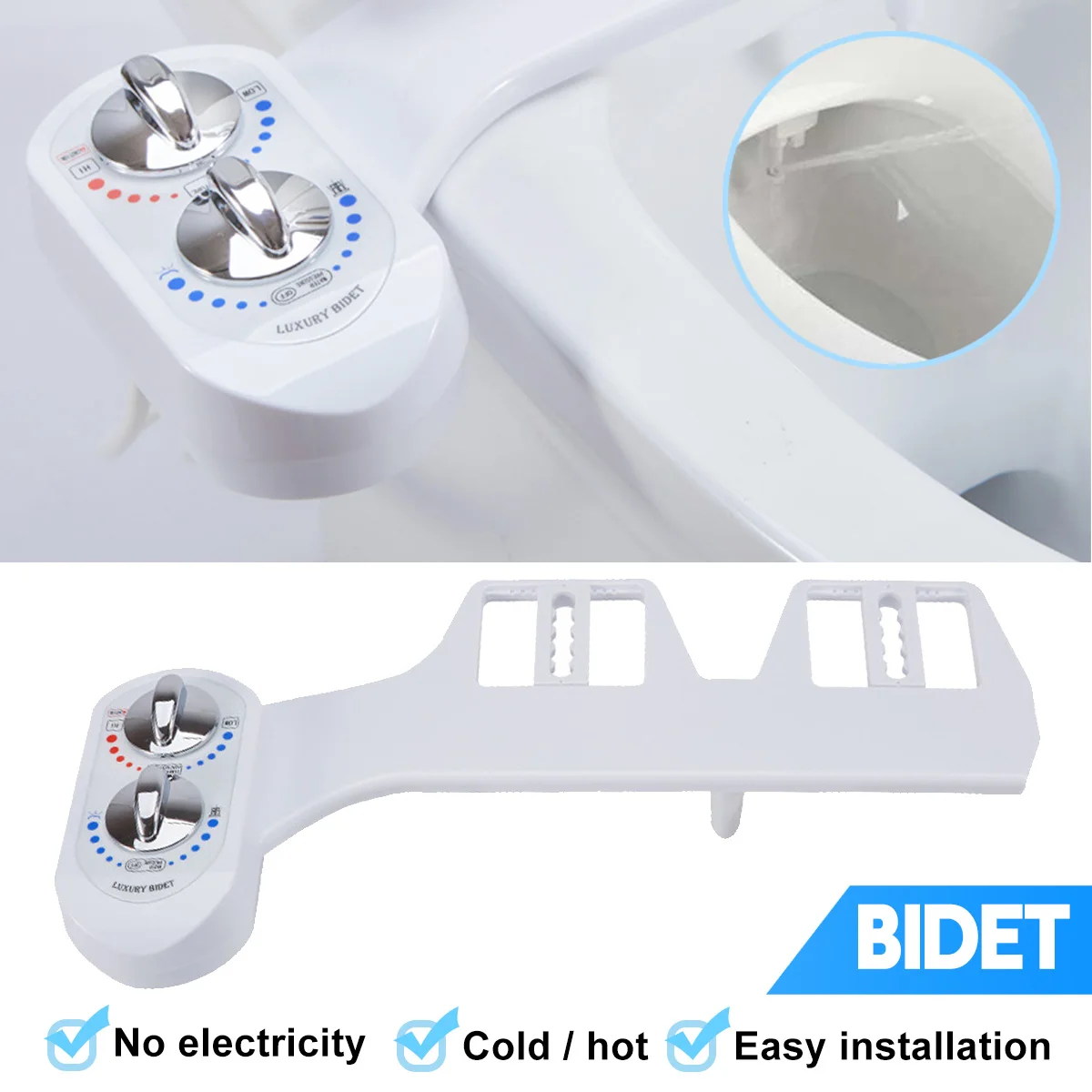 15/16" 3/8" 1/2" Toilet Bidet Attachment Bathroom Hot and Cold Water