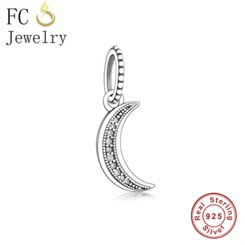 

FC Jewelry Fit Original Brand Charm Bracelet Real 100% 925 Sterling Silver Small Moon Mix Zircon Bead For Making Berloque 2020