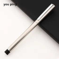 Elegant Black and Silver Fountain Pen for Daily Work and School Stationery (Silver)