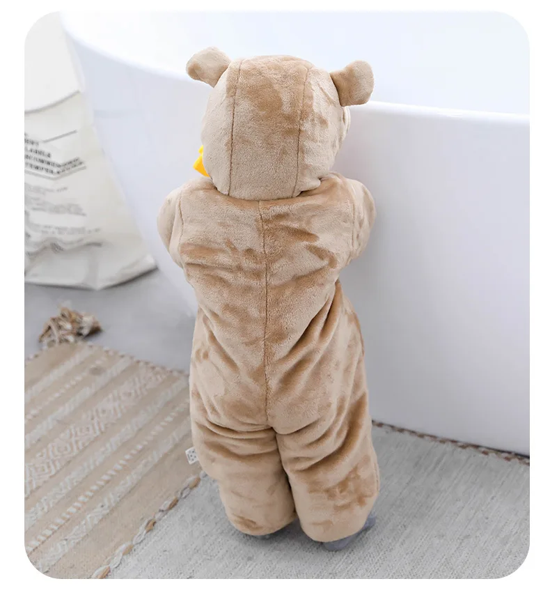 Winter Newborn Baby Romper Cartoon Animal Pattern Baby Girl Clothes Toddler Boy jumpsuit Children Hooded Infant Romper