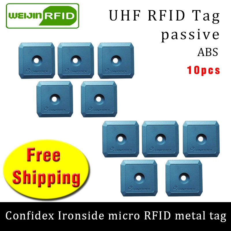 UHF RFID anti metal tag confidex ironside micro 915mhz 868mhz Impinj Monza4QT 10pcs free shipping durable ABS passive tags | Безопасность