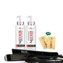 11,11 кокосовое масло 300 мл волшебный мастер Кератиновое лечение волос без формалина разглаживающий Блестящий+ 300 мл очищающий шампунь+ утюжок для волос