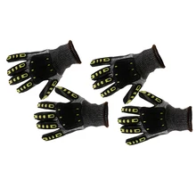 2 пары устойчивых к порезам рабочих перчаток с внешним слоем TPR материала защищает заднюю часть руки черного цвета