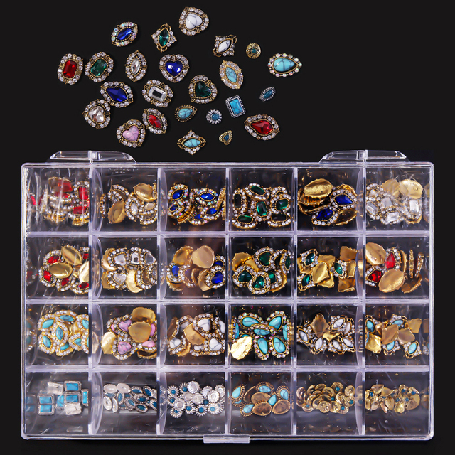 Multi Nail Rhinestones Kit Flatback 240pcs Alloy Charms (Neon,Pink,AB,Blue) Glass Jewelry Nail Art Crystal Box 2022