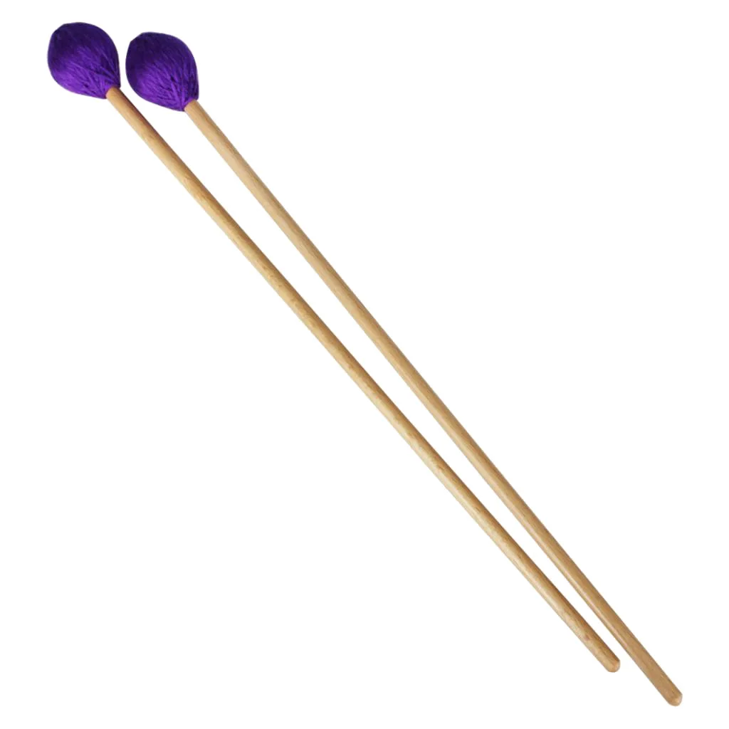 

1 Pair Marimba Mallets Stick with Purple Yarn Head and Beech Wood Handle