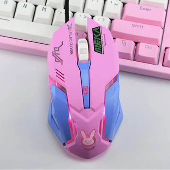 

Optical Silent Gaming Mouse Pink Cute Cartoon Rabbit Wired Gamer Computer Mause 3200DPI Ergonomic PC Office Mice For Laptop Girl