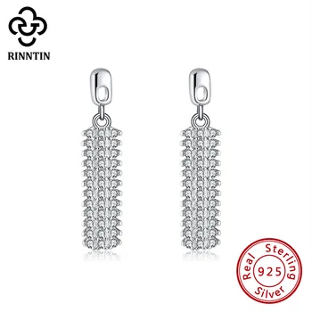 

Rinntin Real 925 Sterling Silver Women Dangle Drop Earrings Shiny AAAA Zircon Luxury Earrings Wedding Jewelry Gift TSE270