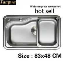 Большая Кухонная Раковина 0,8 мм пищевая 304 нержавеющая сталь Стандартный однослотовый vogue горячая Распродажа 83x48 см