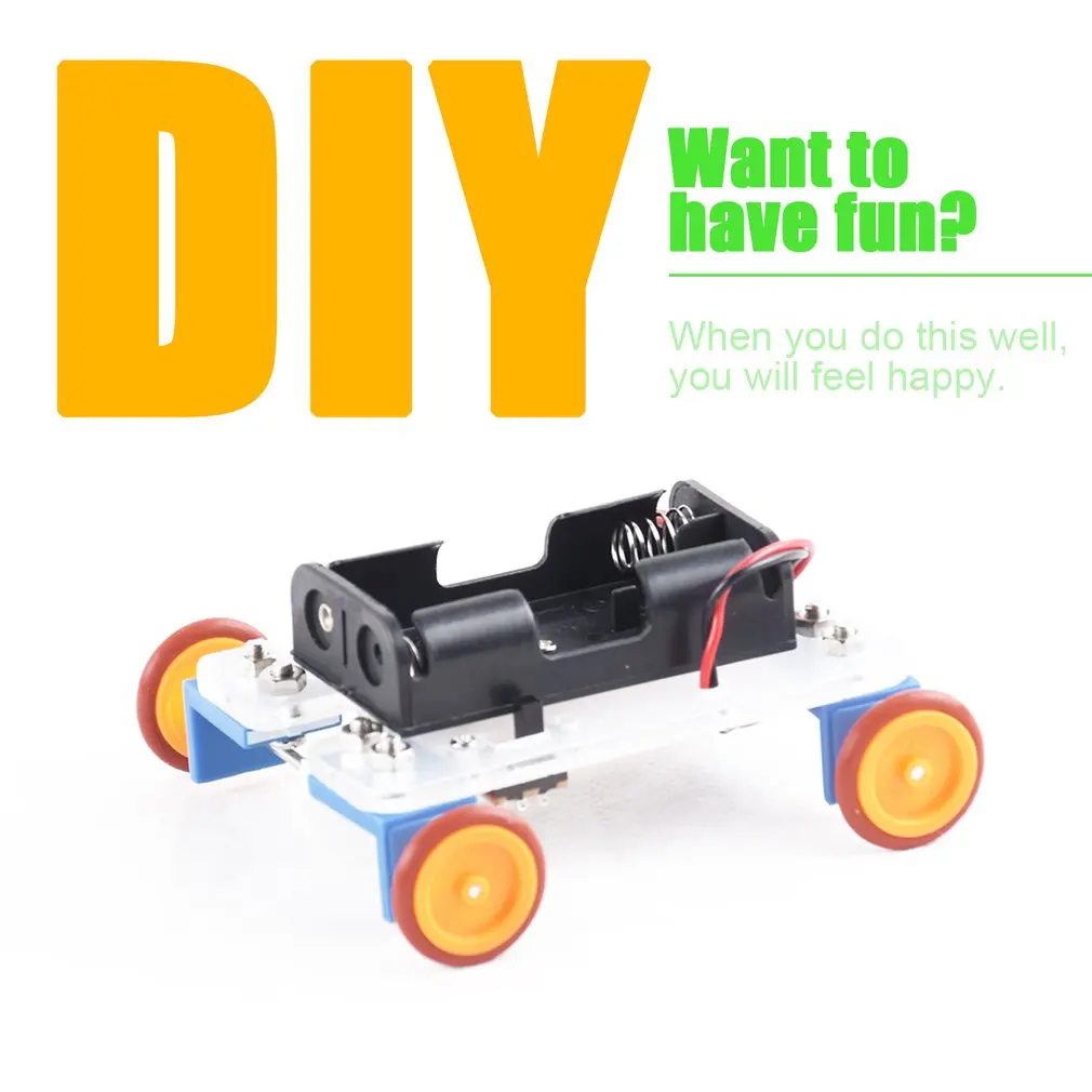 Модель собранная Diy Технология Производство руководство желтый колеса два привода автомобиля 8