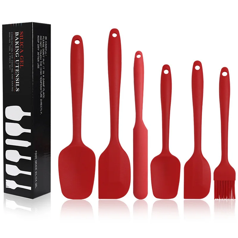 6 Piece Non-scratch Heat Resistant Silicone Spatula with Stainless Steel Core Non Stick Spatulas for Cooking Baking Mixing