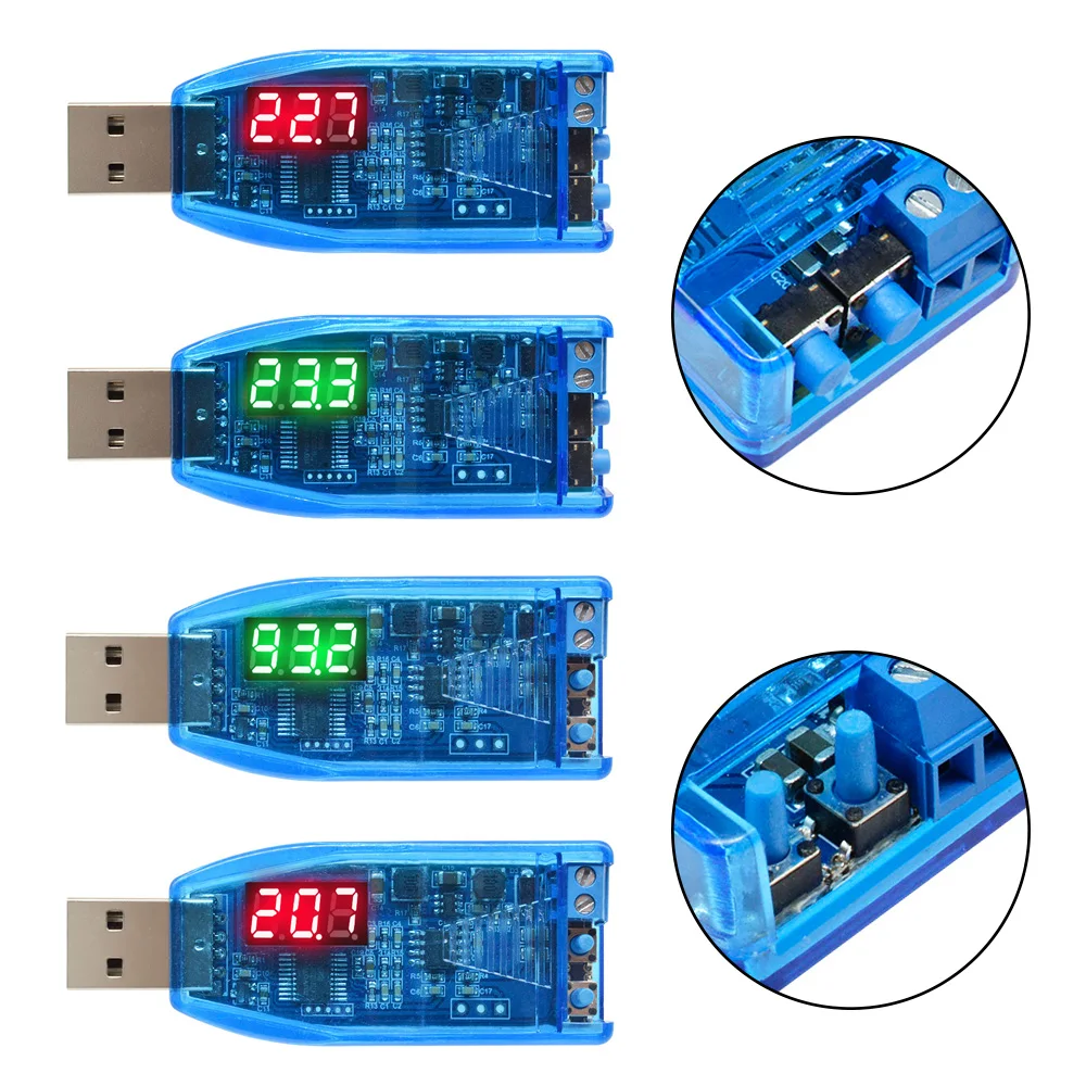 USB плата модуля питания DC 5 В до 3 9 12 24 красный зеленый дисплей повышающий