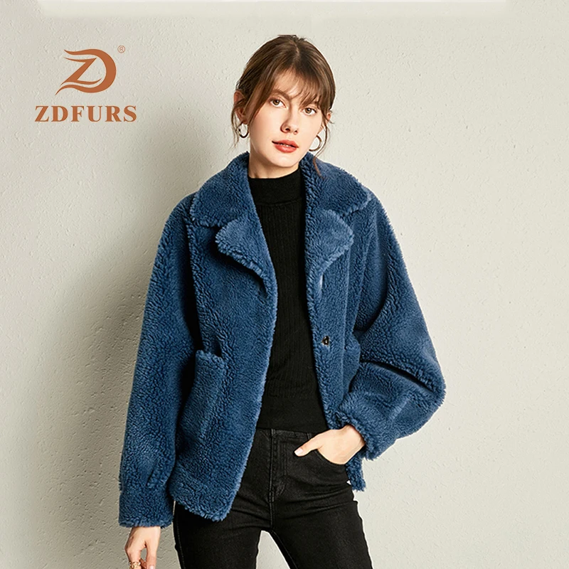 ZDFURS* осень и зима мех в одном гранулированный мех ягненка короткий стиль пальто женское Шерстяное меховое пальто для женщин