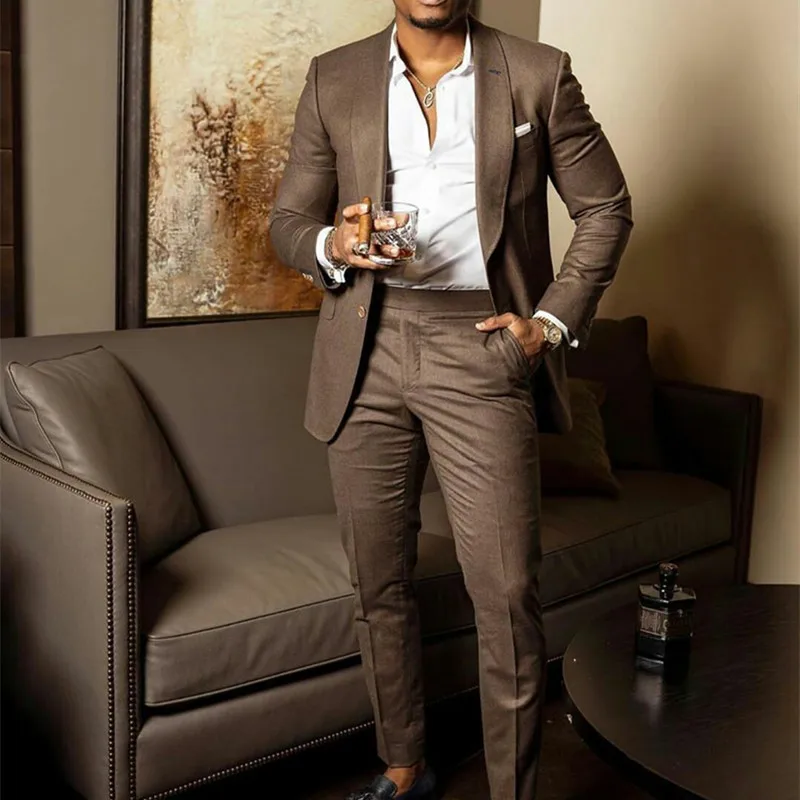 Mens Wedding Suits Brown Suit Tuxedo 
