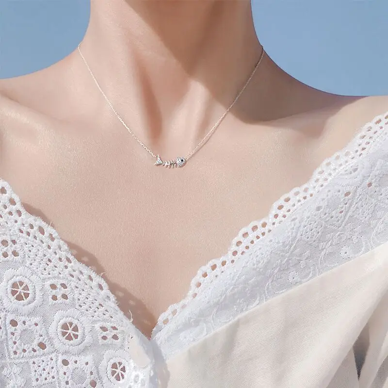 Kindey Boho 925 пробы серебряные ожерелья с рыбками для женщин девочек Подарки себе Красивая подвеска на ожерелье воротник