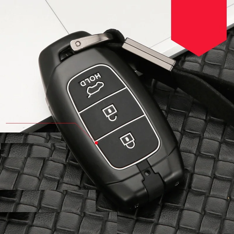 Сплав из углеродного волокна+ силиконовый чехол для ключей от машины крышка для hyundai i30 Ix35 KONA Encino Solaris Azera Grandeur Ig Accent Santa Fe - Название цвета: 3button Black white
