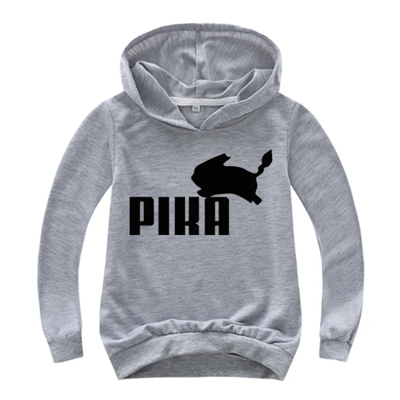 От 2 до 16 лет, модная красивая толстовка с покемоном Детские аниме Pika логотип принт Детская футболка с длинными рукавами для мальчиков толстовки с капюшоном с рисунком Пикачу Детские толстовки для девочек