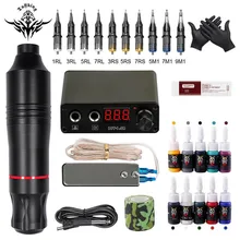 Complete Tattoo Machine Kit Tattoo Power Supply Rotary Pen With Cartridges Needle Tattoo Pen machine For Tattoo Beginners Artist