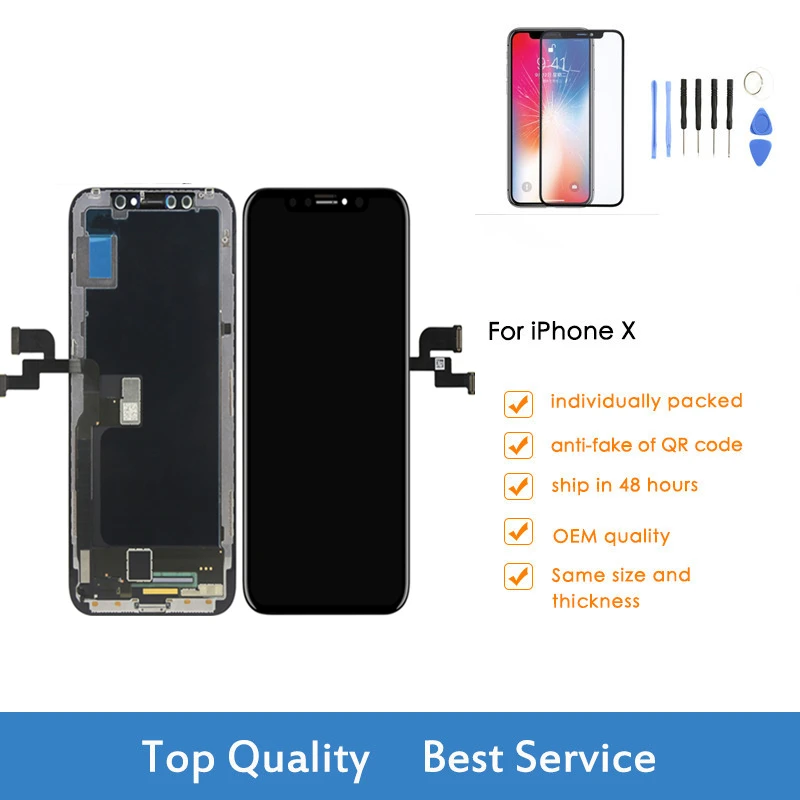 

Top quality For iPhone X LCD Display Touch Screen No Dead Pixel Digitizer Assembly Replacement Parts