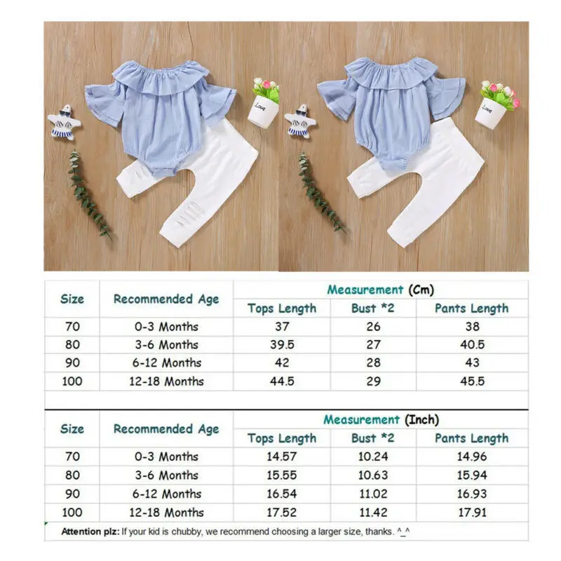 Newborn Baby Girl Fashion Clothes Romper Bodysuit Tops Long Pants 2pcs Sets Outfit 0-18 Months