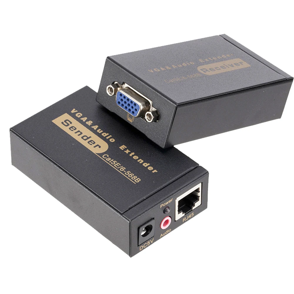 VGA Extender over cat5e/6 cable 1080P VGA Extender RJ45 with audio to ethernet RJ45 Converter up to 100M PC laptop