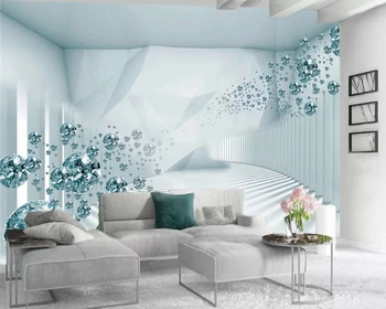 

3d Wallpaper Bedroom Expansion Space Luxury Blue Diamond Indoor TV Background Wall Decoration Mural Wallpaper