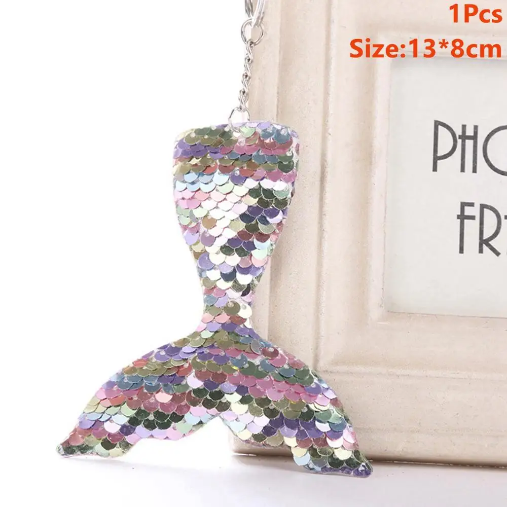 Mermaid Keychain 7 Taoup 1 шт. градиентный цвет блестки маленький брелок с хвостом русалки с днем рождения Русалка тема вечерние украшения для девочек детские украшения - Цвет: Mermaid Keychain 7