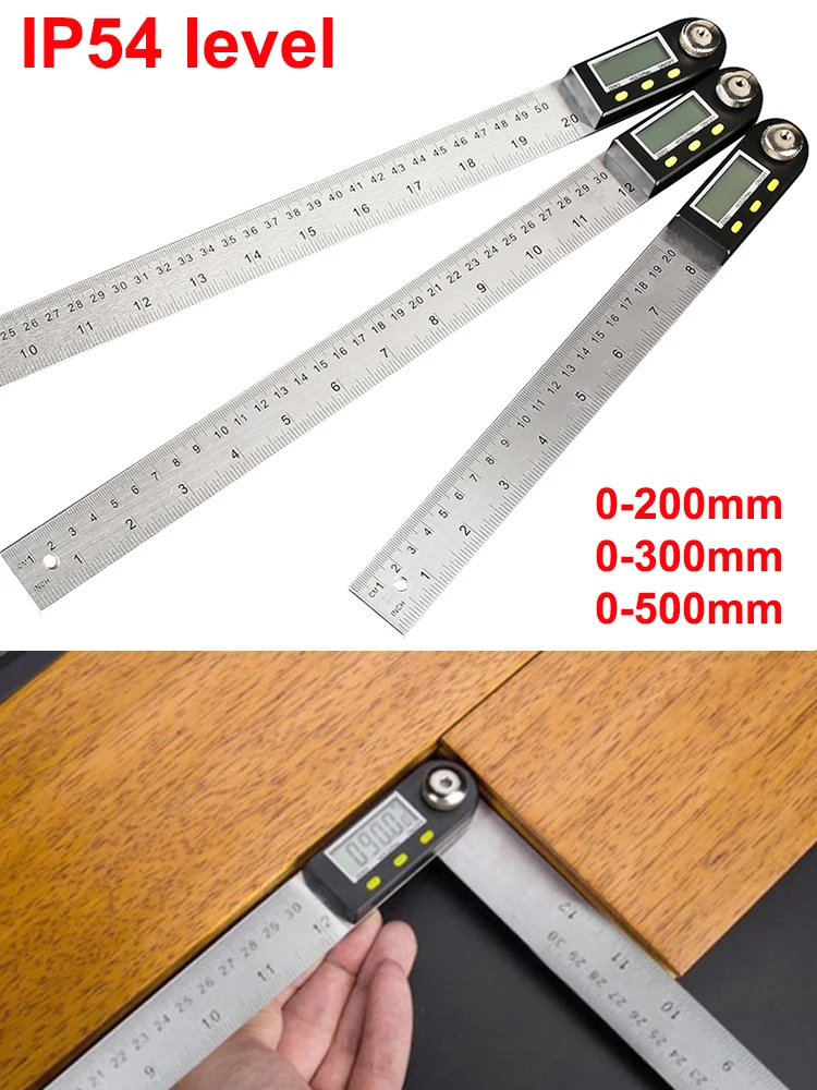 디지털 앵글 파인더 계량기, 스테인리스 스틸 LCD 각도기, 각도계 눈금자, 0-360 도, 0-200, 300mm