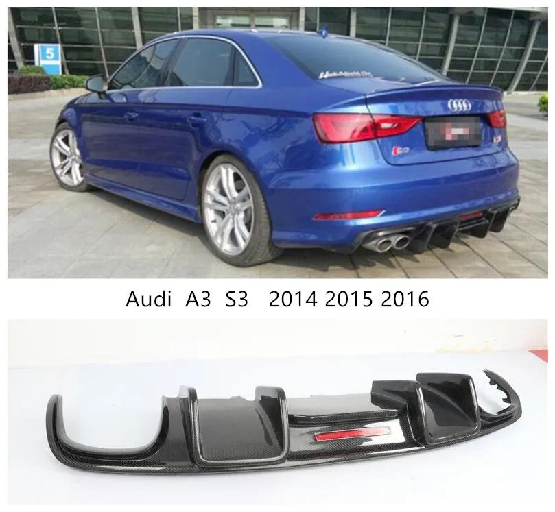 Задний спойлер для Audi A3 S3 2014 2015 2016 из углеродного волокна диффузор бампера