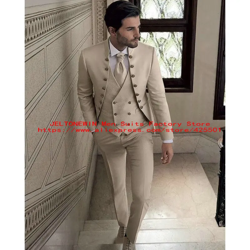 2022 Custom Made Beige Costume Homme 