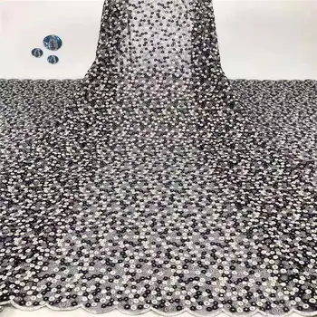 

2019 Hot Sale Silver Sequins Lace Fabric Best Quality Lace for Bridal Nigerian Lace African Tulle Lace Fabric for Wedding L2561B