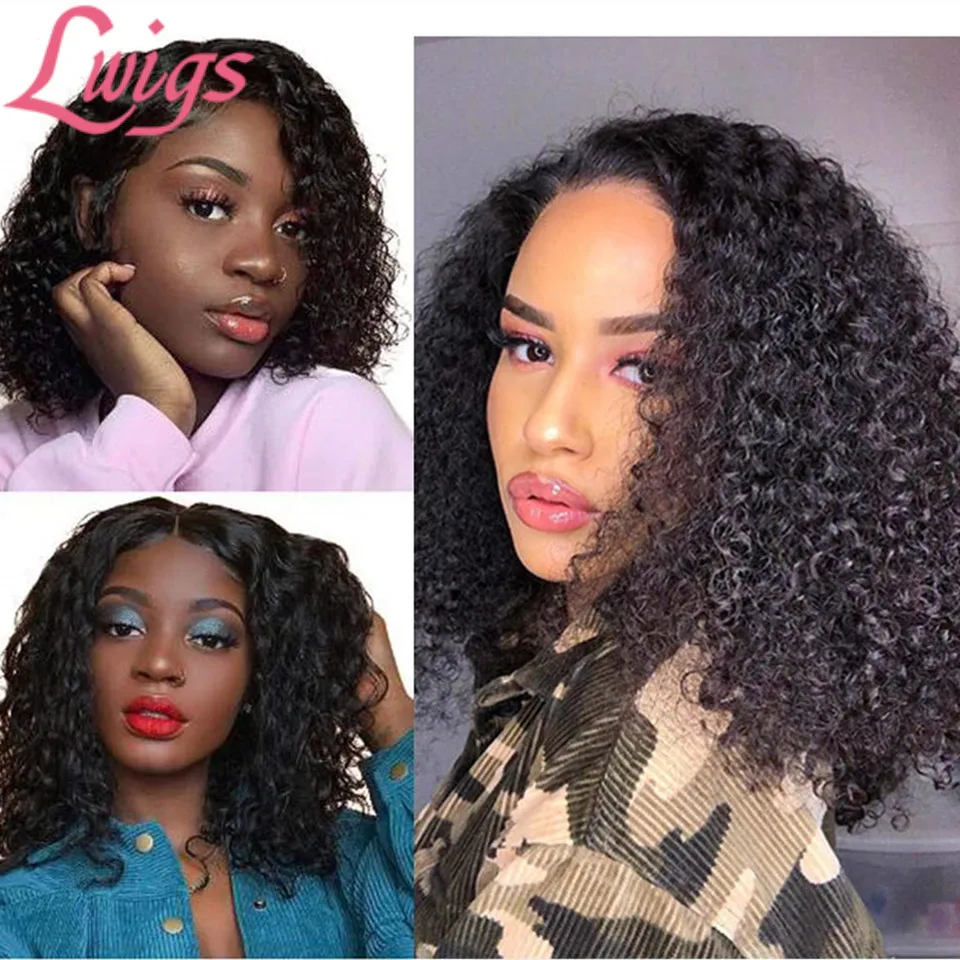 Kinky Curly 13X6 Lace Front Human Hair Wig Afrio Kinky Curly 360 Lace Frontal Wig Glueless Lace Front Wig For Women High Density