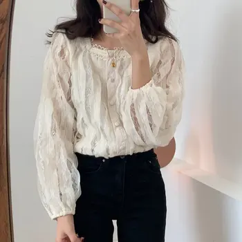 

Alien Kitty 2020 Palace Style Sweet Hollow Out Ruffles New Chic Stylish Gentle Elegant Brief Lace Slimming High Quality Shirts