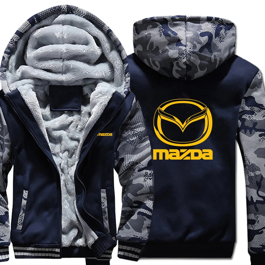 Толстовки Mazda зимний камуфляжный чехол, куртка для мужчин, шерстяная подкладка, флис, логотип Mazda, мужская Толстовка