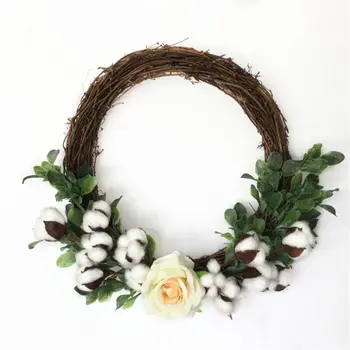 

Artificial Flowers Cotton Rose Wreath Spring Wreath Outdoor for Front Door 449E