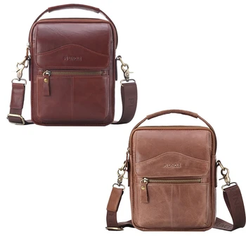 

LJL-PI UNCLE Men's Shoulder Bag Retro Oil Wax Leather Crossbody Bag Multi-Pocket Business Backpack