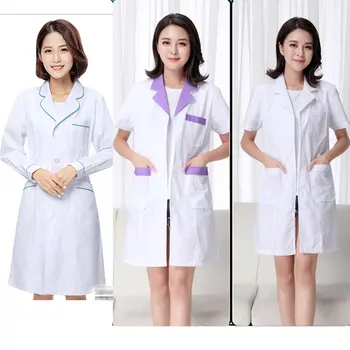 

Uniforms Medical Clothes Nurse Lab Coat New Short Sleeve Summer White Lady Scrub WICCON Doctor Clothing Women Beauty Salon