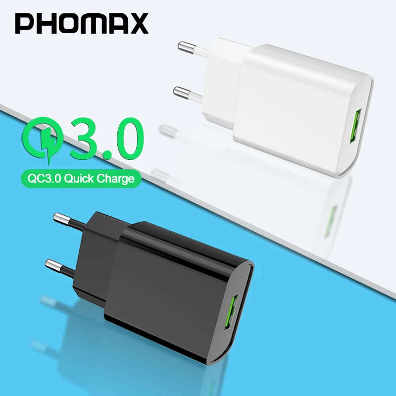 USB зарядное устройство PHOMAX быстрая зарядка 3 0 18 Вт для iPhone X xs 8 7 iPad Samsung Galaxy s8 s9 s10 HTC