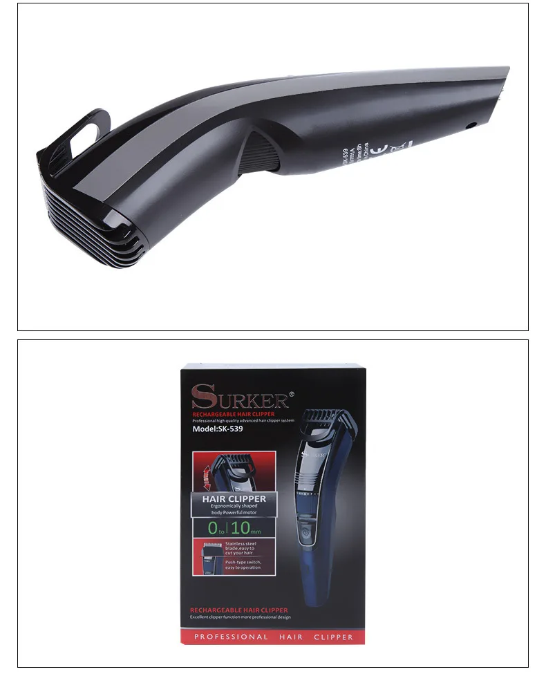 Aparador de Cabelo Máquina de Cortar Corte de Cabelo Sk-539 sem Fio Surker Elétrica Recarregável Cabelo Carregamento Ajuste Fino 0-10mm Usb 8 de cabelo usb carregamento ajuste fino 0-10mm