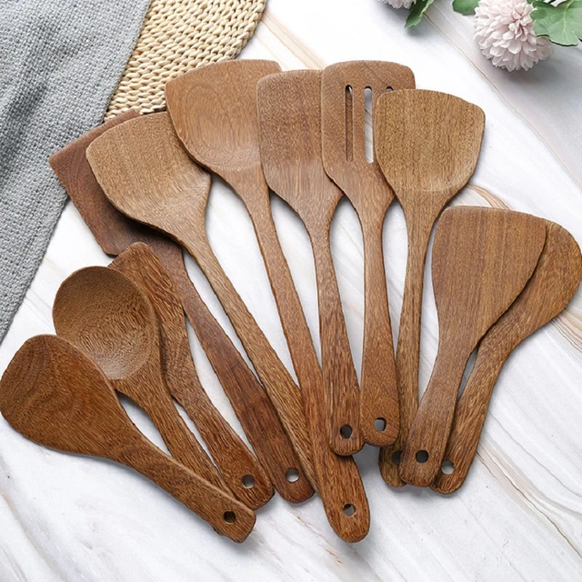 Spatule de cuisine en bois antiarina, cuillère à pelle en bois