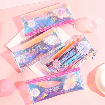 

New Cute Pink Universe Cat Claw Laser Makeup Bag Women Neceser Cosmetic bag PVC Pouch Wash Toiletry Bag Travel Organizer Case