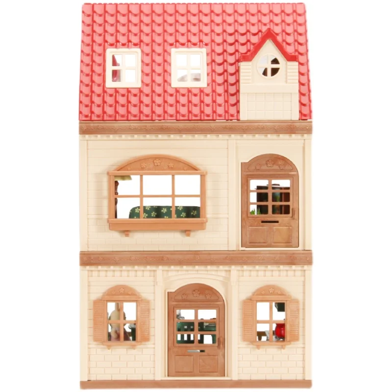 Simulation Kitchen Forest Family Small House Double Three- Story Villa Reindeer  Animal Model Girl Dollhouse Furniture Toy Gifts 3
