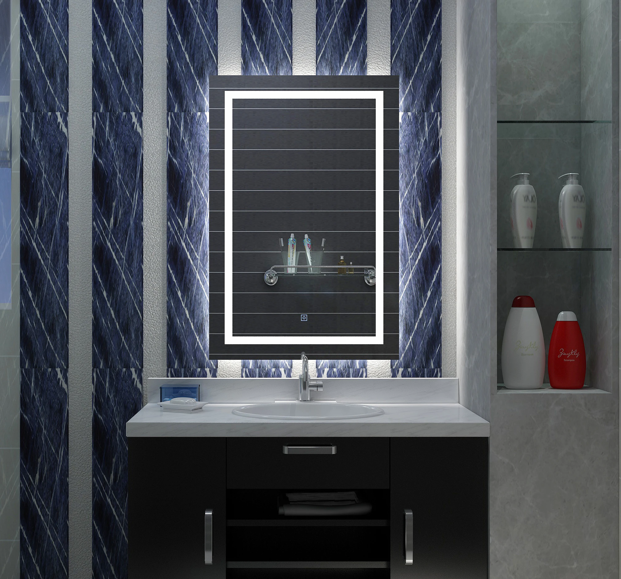 Настенное светодиодное зеркало DIYHD с сенсорным экраном|led wall mount mirror|square bathroom
