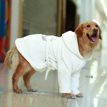 

Embroidery Dog bathrobe with Hood Luxury Soft Dog Pajama Quick Drying and Super Absorbent Dog Bath Towel Pet Nightwear 2020