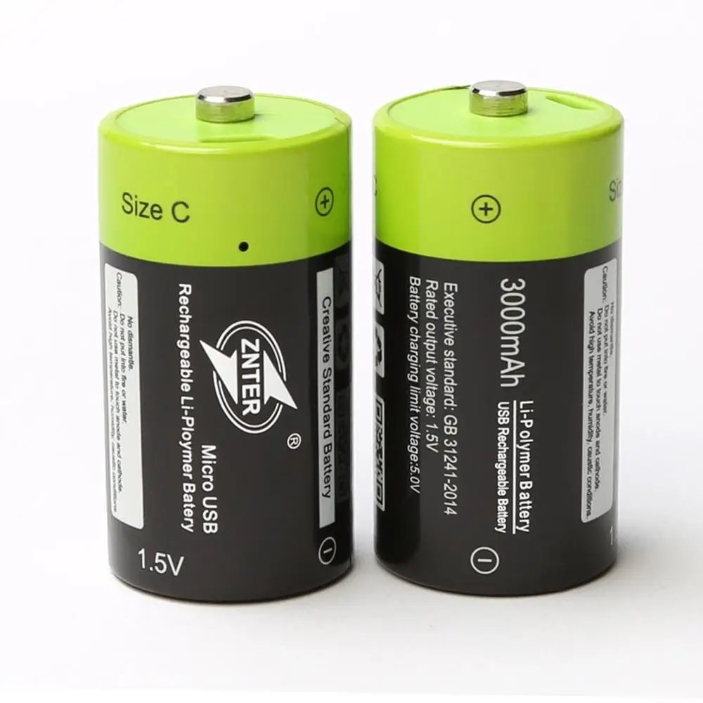 2pcs battery ZNTER 1,5 V 3000mAh батареи Reachargeable Lipo A+ класс C Размер Micro USB Batteria - Цвет: 2pcs battery