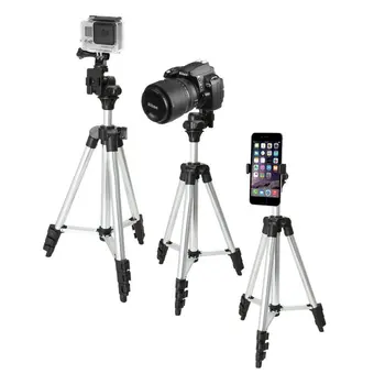 

Professional Foldable Camera Tripod Holder Stand Screw 360 Degree Fluid Head Tripod Stabilizer Aluminum with Phone Holder